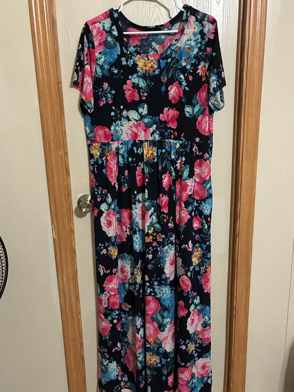 HEIMISH USA Navy Maxi Dress with Pink & Blue Floral Print